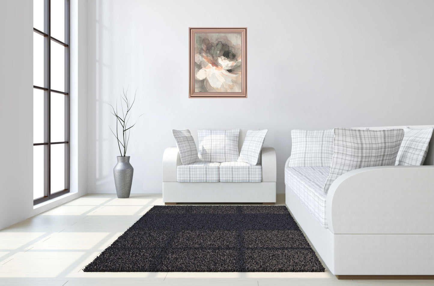 Whispered Petal Dawn - 28" x 34" Framed Wall Art - Beige