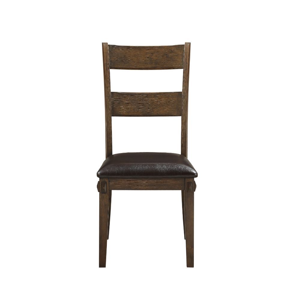 Nabirye - Side Chair Set of 2) - Esspresso Synthetic Leather & Dark Oak