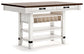 Valebeck - Rect Dining Room Counter Table With Wine Rack - White / Brown
