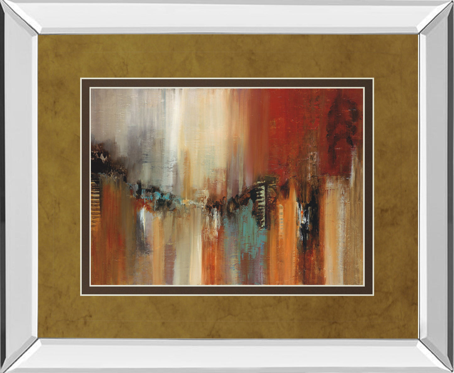 Skyline By Cat Tesla - Mirror Framed Print Wall Art - Light Brown
