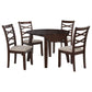 Barton - 5 Piece Round Wood Dining Table Set - Dark Brown