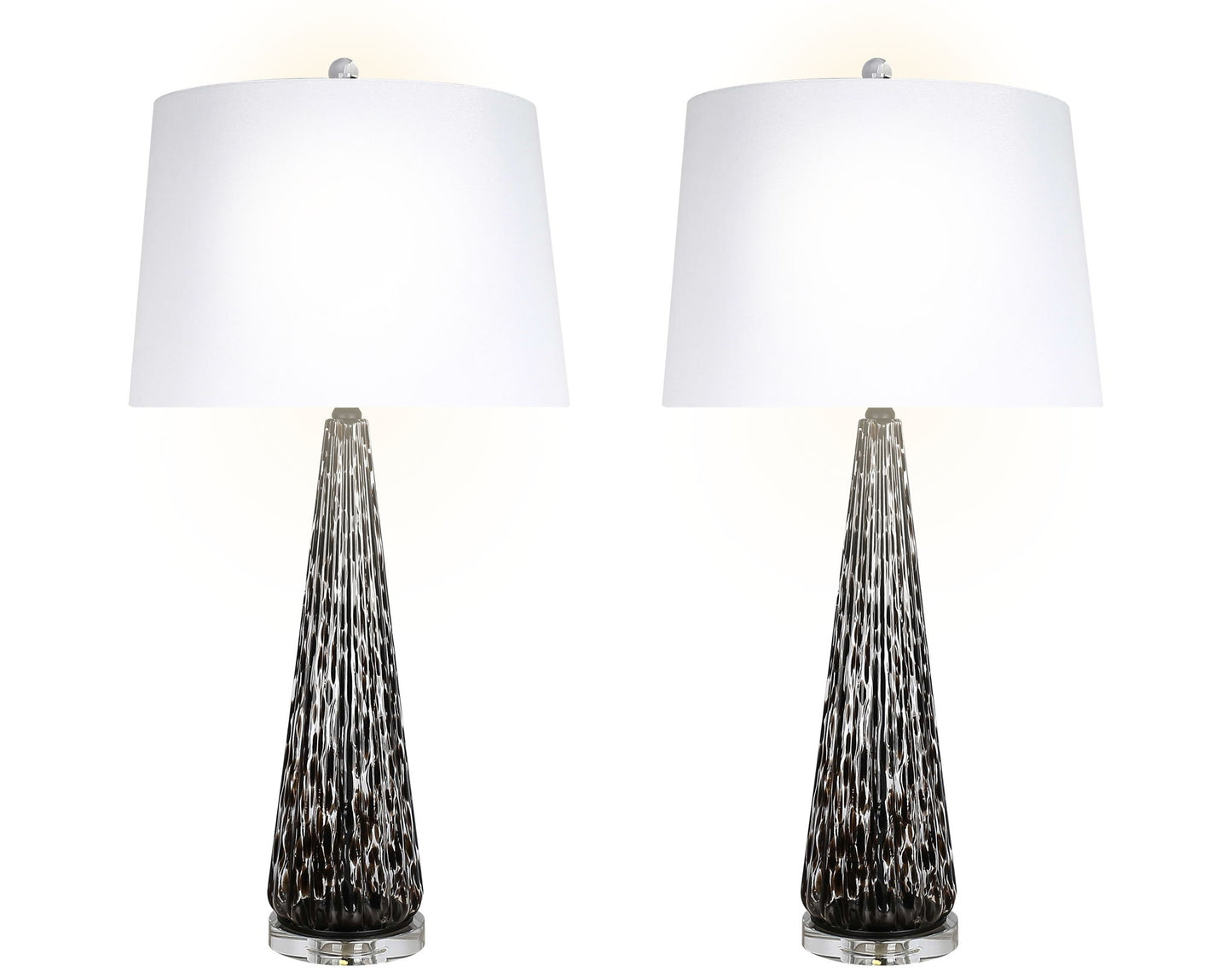 "Eclipse Radiance" Art Glass Table Lamp (Set of 2) - Black Art Glass