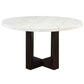 Edwyn - Round Dining Table - White Natural Marble Top & Espresso