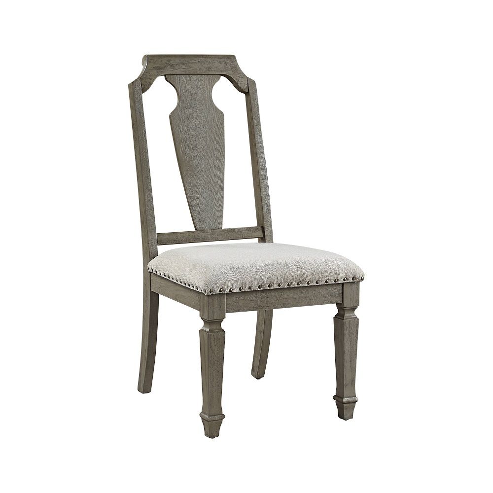 Zumala - Side Chair Set of 2) - Beige Linen & Weathered Oak