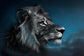 Portrait Of A Lion By Cad Design (Framed Small) - Blue