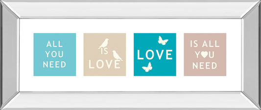 Words Of Kindness Il By The Vintage Collection - Mirror Framed Print Wall Art - Blue