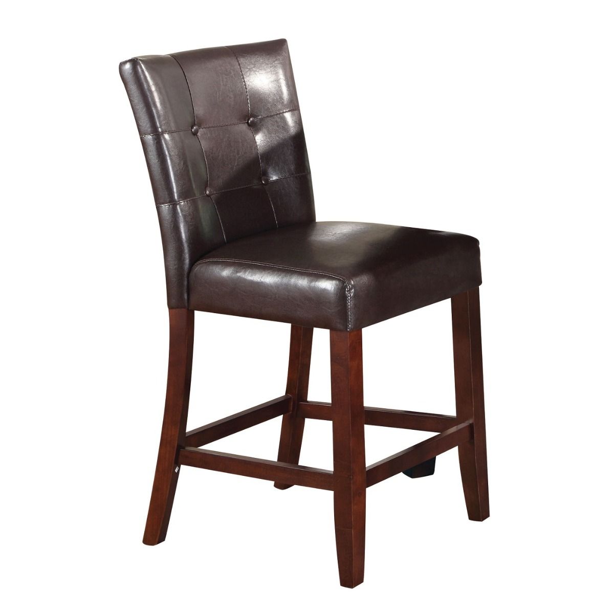 Britney - 20" Counter Height Chair Set of 2) - Espresso Synthetic Leather & Walnut