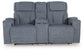 Studio Cave - Power Reclining Loveseat with Console - Steel