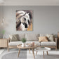 "Graceful Equine" Hand-Embellished Canvas In Frame - Gray / Black / White