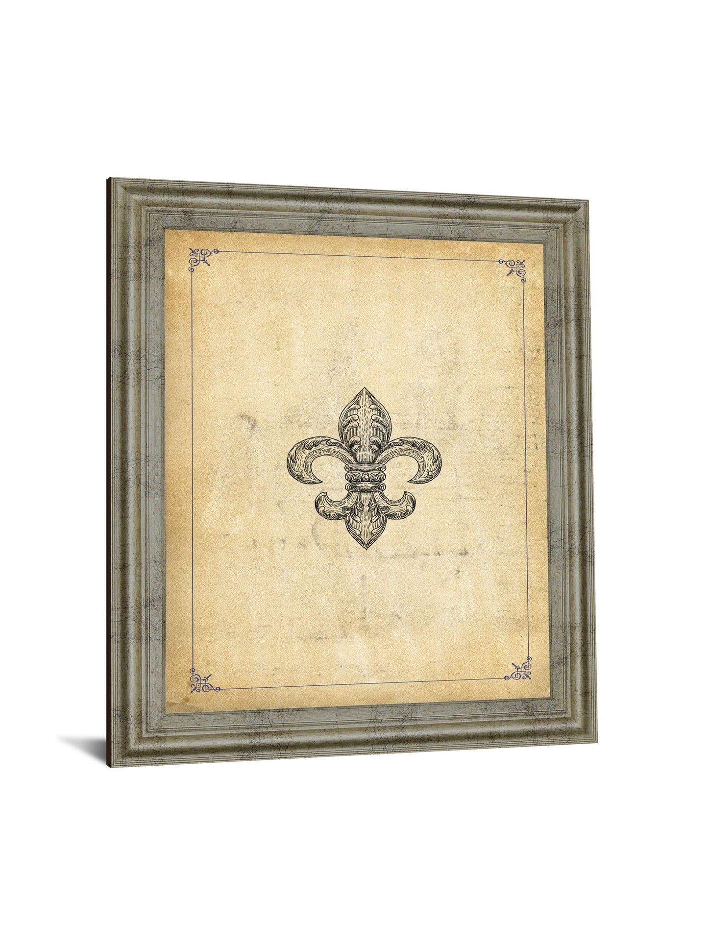 Classic Fleur Crest - 28" x 34" Framed Wall Art - Beige