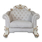 Vendome II - Chair With 2 Pillows - Two Tone Ivory Fabric & Antique Pearl