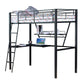 Senon - Twin Loft Bed With Desk - Silver & Black