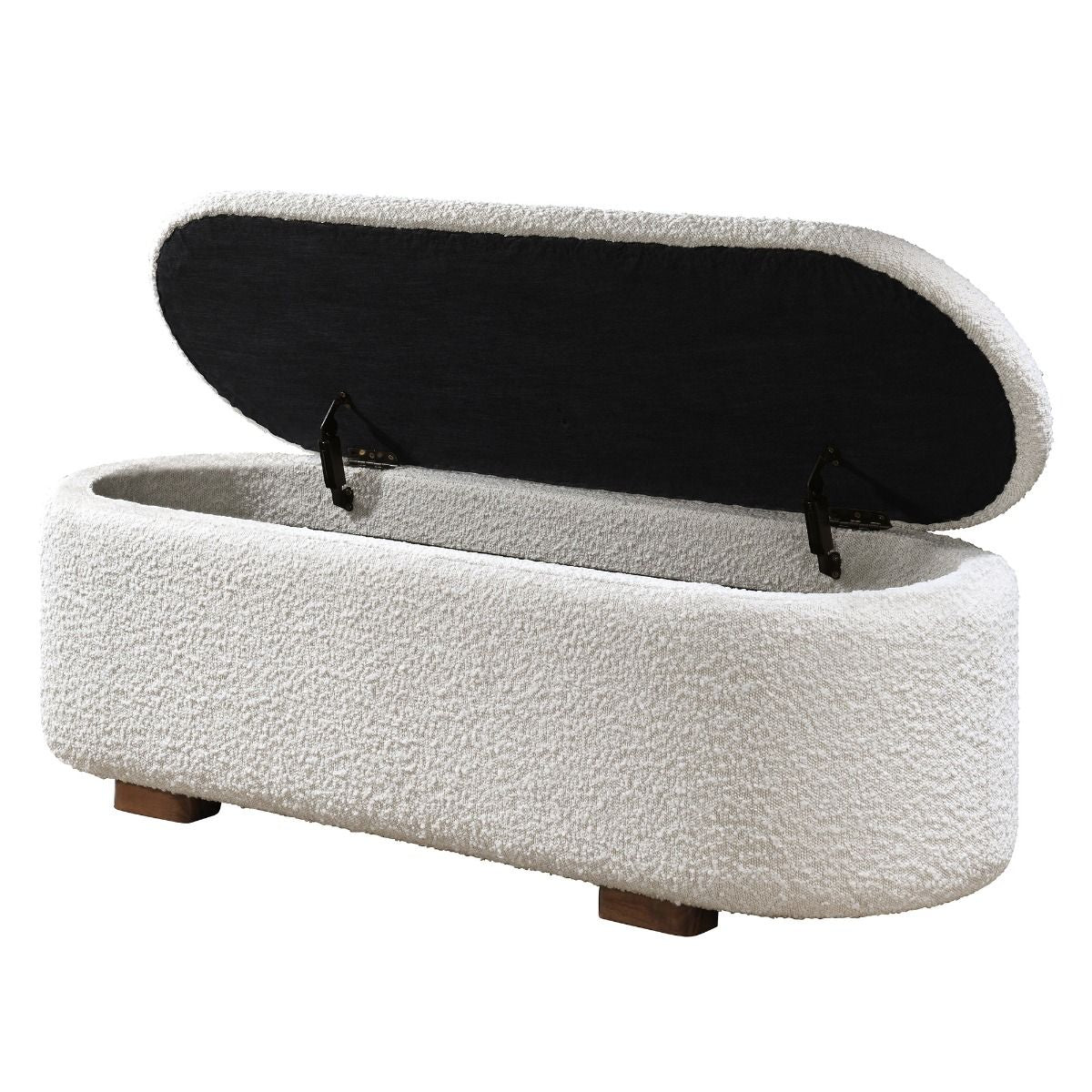 Sandro - Bench With Storage - Beige Boucle & Walnut