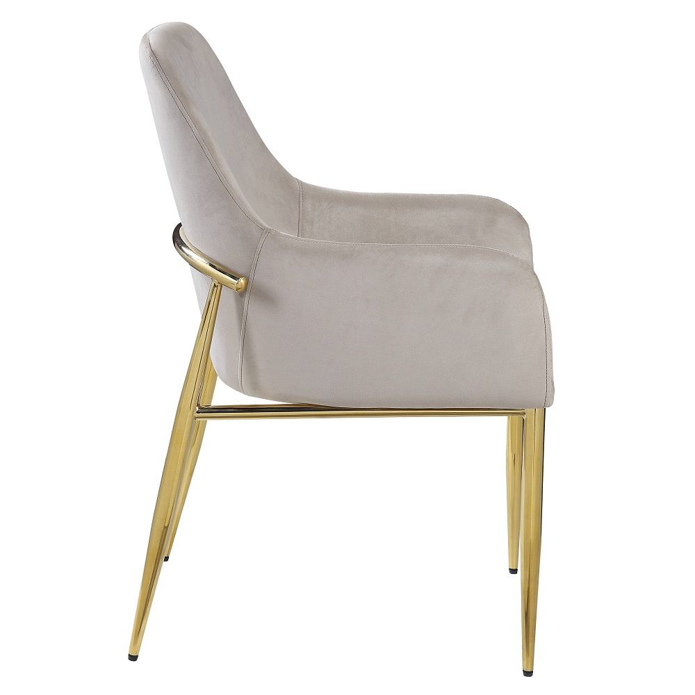 Barnard - Side Chair Set of 2) - Gray Velvet & Mirrored Gold