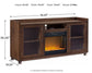 Starmore - 70" TV Stand With Glass/Stone Fireplace Insert - Brown