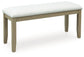Calmoro - Large Upholstered Dining Room Bench - Off White / Gray