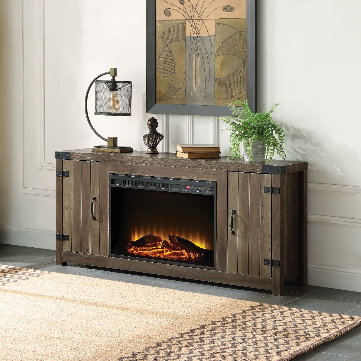 Tobias - 25" Fireplace - Rustic Oak