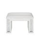Nysa - Vanity Stool - Ivory Synthetic Leather , Mirrored & Faux Crystals