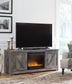 Wynnlow - 63" TV Stand With Glass/Stone Fireplace Insert - Gray