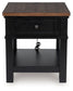 Wildenauer - Rectangular End Table - Brown / Black