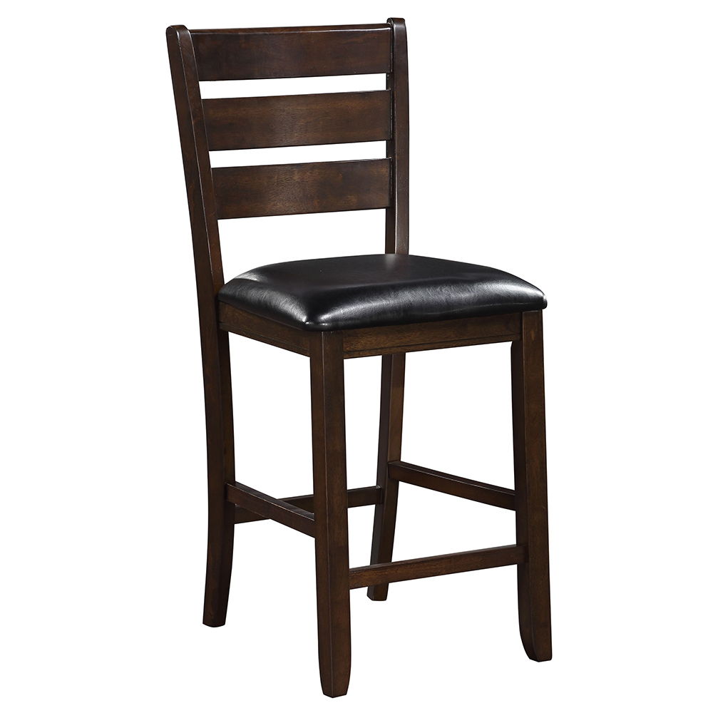Urbana - Counter Height Chair Set of 2) - Black Synthetic Leather & Espresso