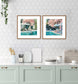 Poolside Blossom I Hand-Embellished Print In Frame - Green