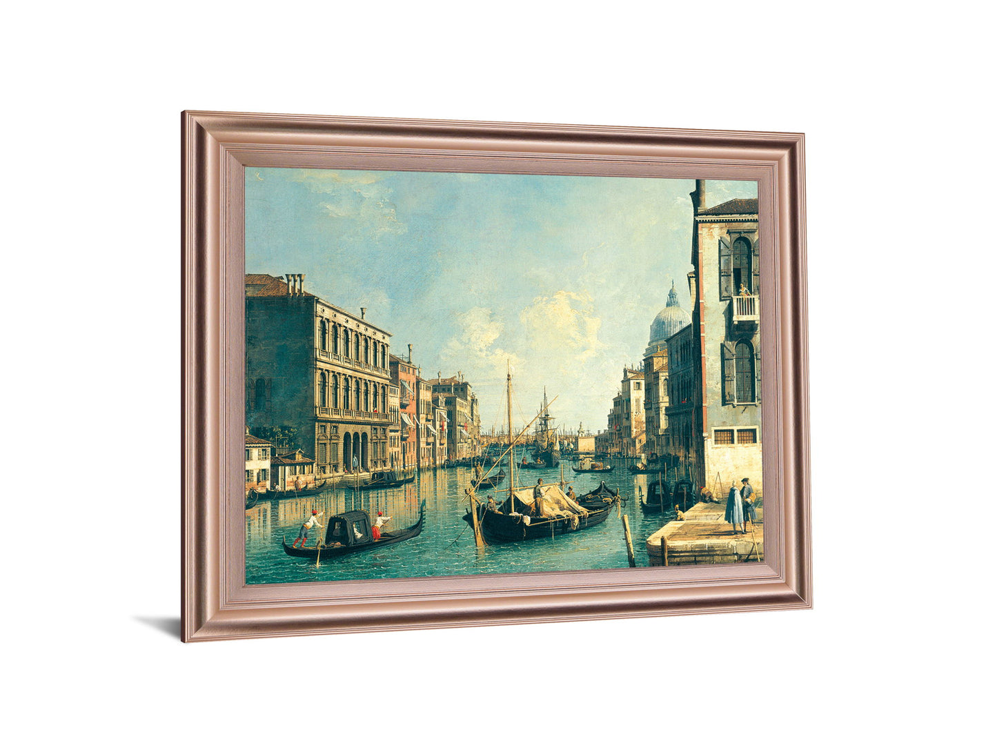 Canal Serenity Scene - 28" x 34" Framed Wall Art - Light Blue