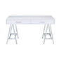 Coleen - Writing Desk Same Ac00901) - White High Gloss & Chrome