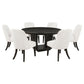 Leandro - 7 Piece Round Dining Table Set - Cream / Burnished Black