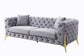 Jelanea - Sofa With 2 Pillows - Gray Velvet & Gold