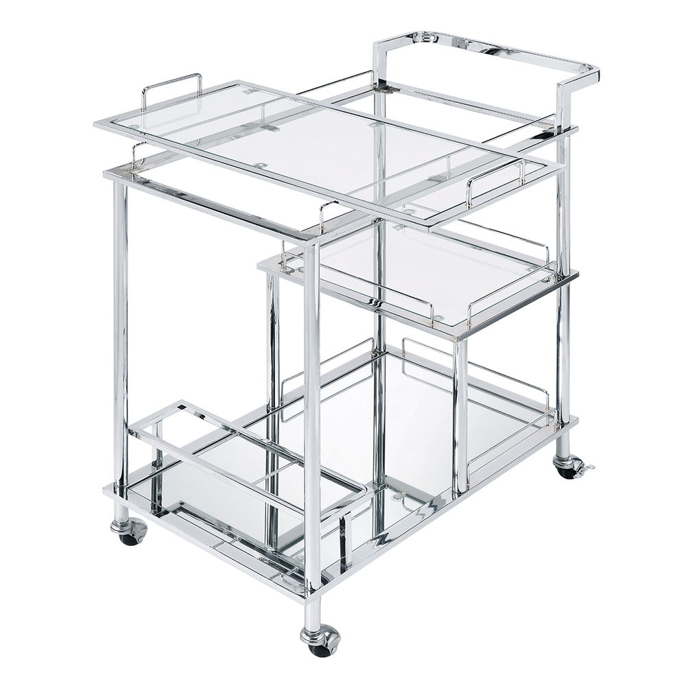 Splinter - Serving Cart - Clear Glass & Chrome