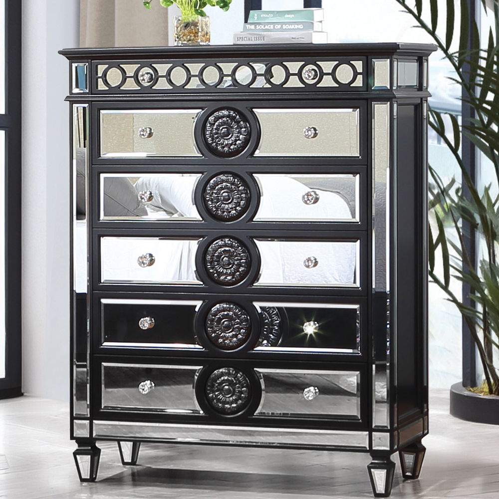 Varian II - Chest - Mirrored, Black & Sliver