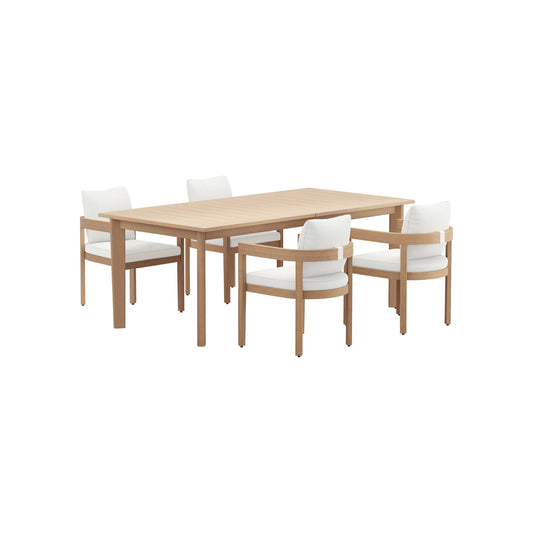 Wesley - 5 Piece Patio Dining Set (Table With 4 Chairs) - Brown / White