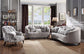 Saira - Sofa With 5 Pillows - Light Gray Fabric