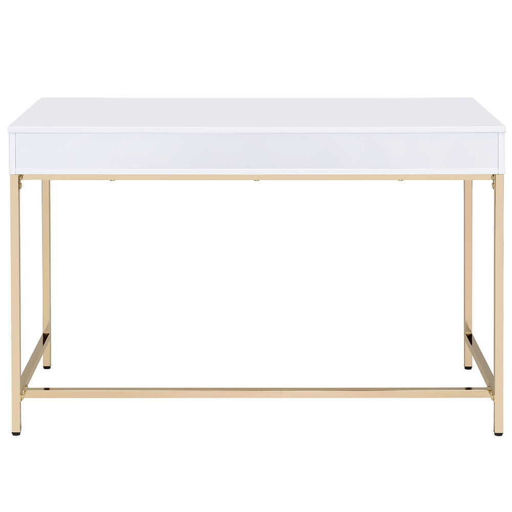 Ottey - Vanity Desk Same 92540) - White High Gloss & Gold
