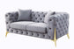 Jelanea - Loveseat With 2 Pillows - Gray Velvet & Gold