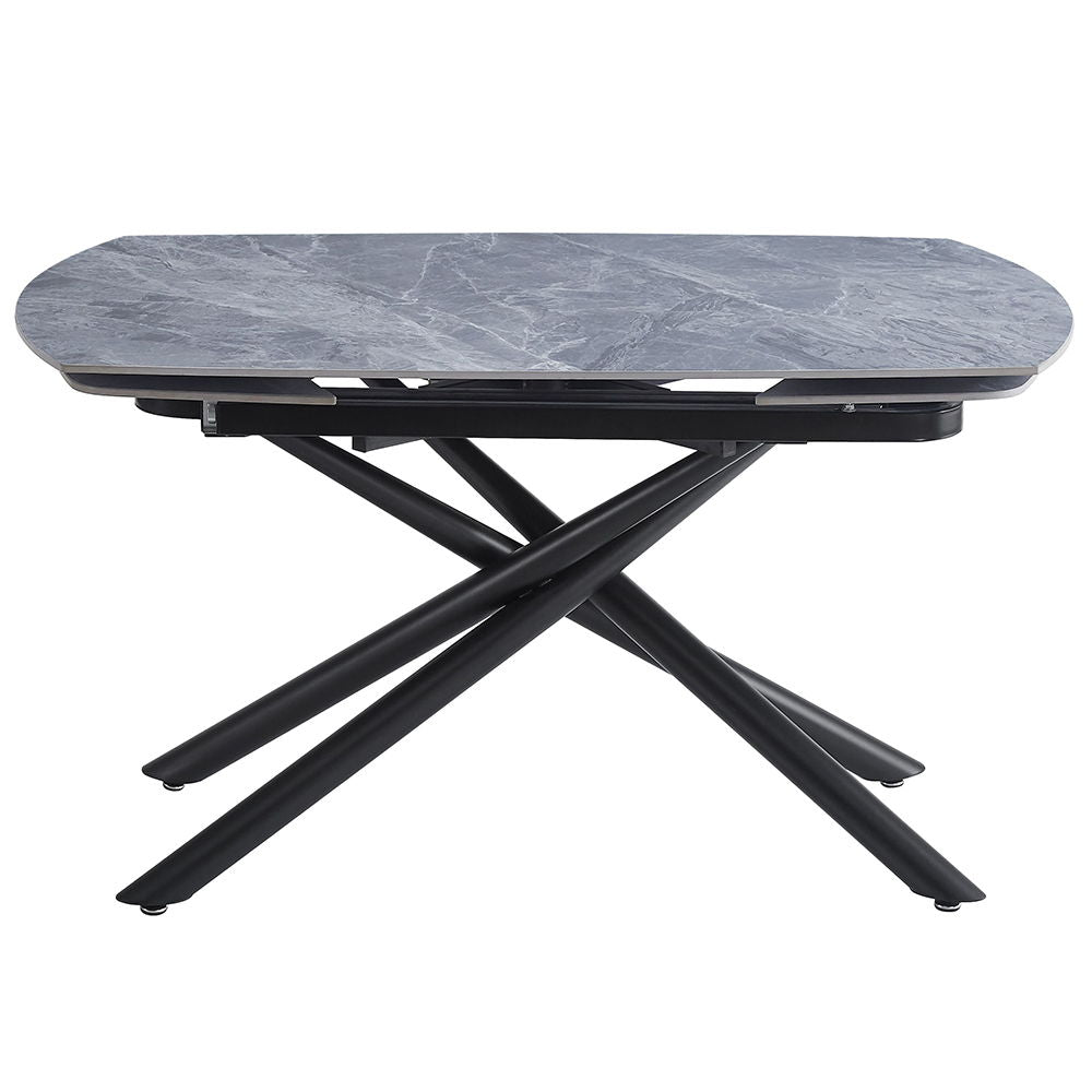 Hester - Ceramic Top Dining Table - Gray & Black