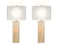 "Luminous Alabaster" Alabaster Table Lamp With Night Light (Set of 2) - Alabaster / Soft Gold