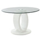 Larry - Glass Top Round Dining Table - White High Gloss