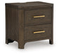 Radkin - Two Drawer Night Stand - Burnished Brown