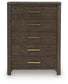 Radkin - Five Drawer Chest - Burnished Brown