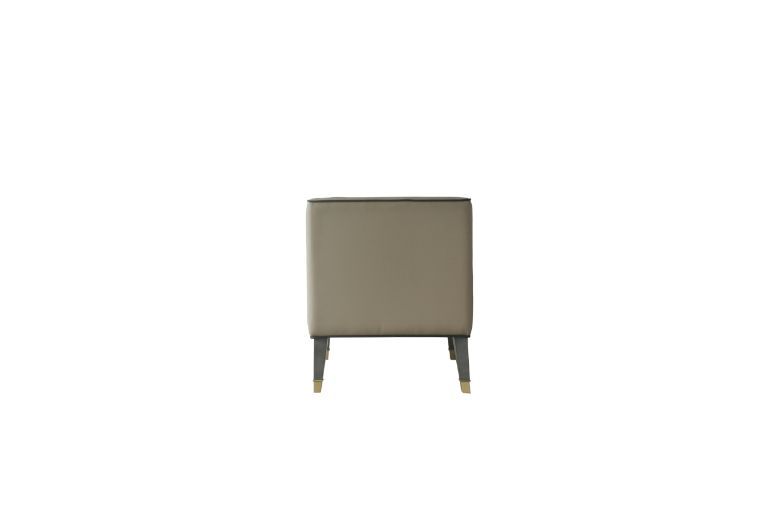 House Beatrice - Accent Chair With Pillow - Tan Synthetic Leather & Charcoal