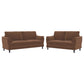 Selma - 2 Piece Velvet Upholstered Crescent Arm Sofa Set - Rust