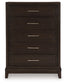 Neymorton - Five Drawer Chest - Dark Grayish Brown