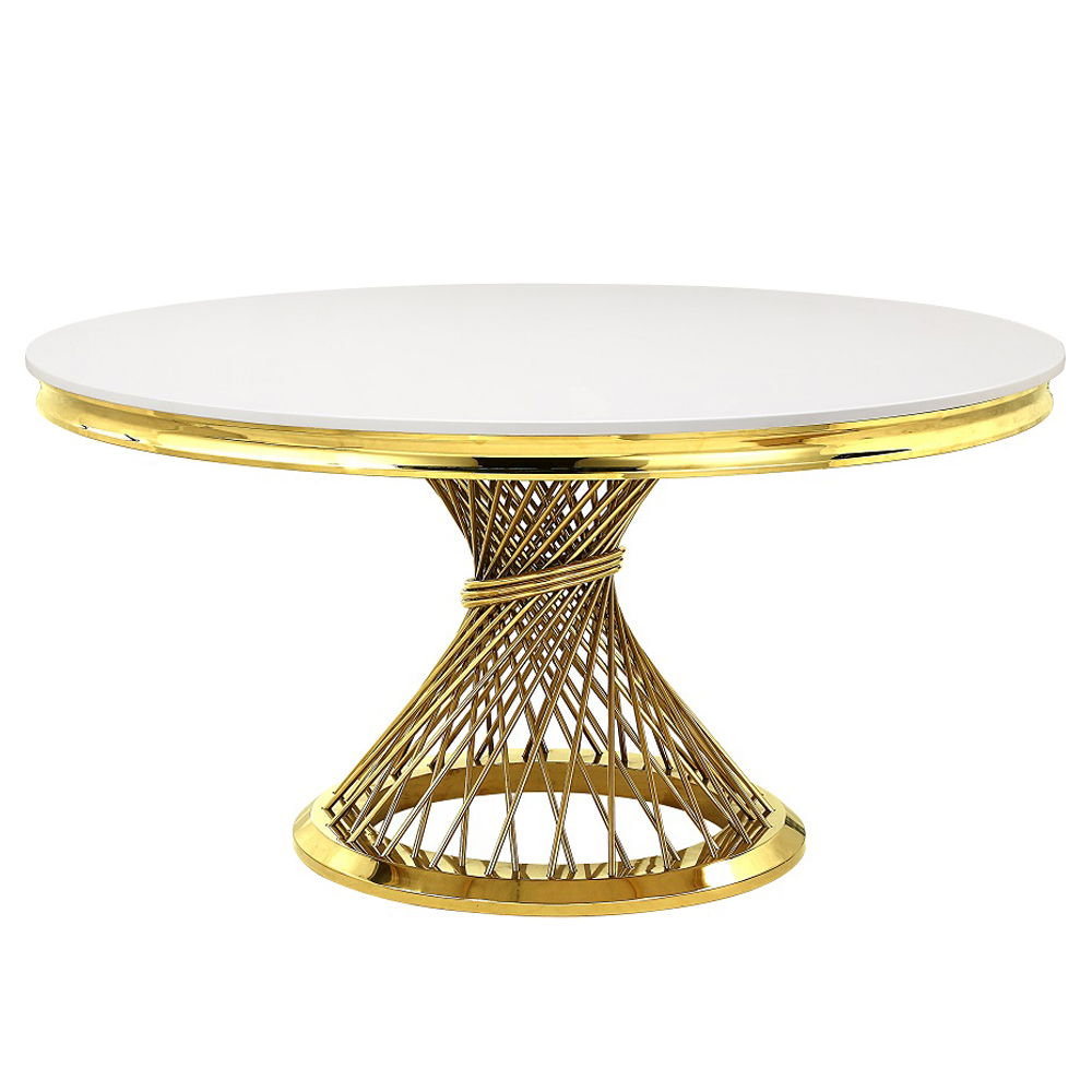 Fallon - Dining Table - Engineered Stone, Top & Mirrored Gold
