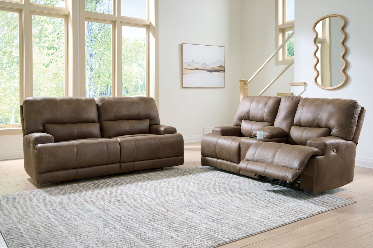 Beckley Place - 2 Pc. - Power Reclining Sofa And Loveseat - Earth