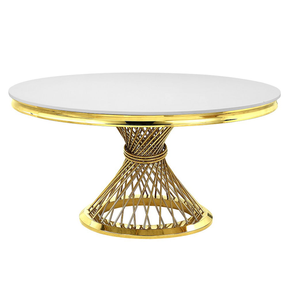 Fallon - Dining Table - Engineered Stone, Top & Mirrored Gold