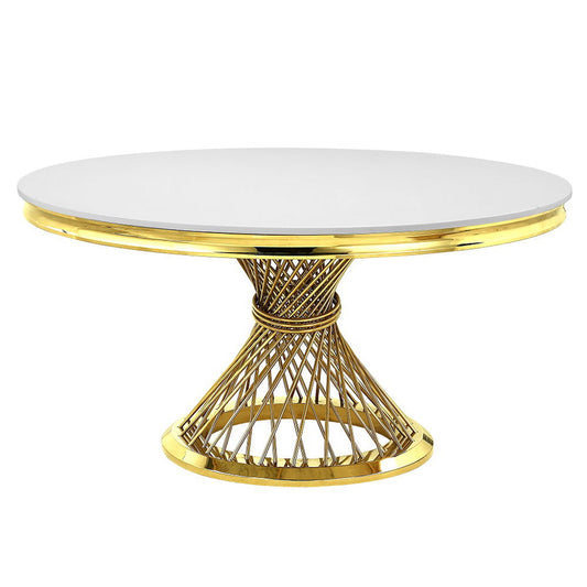 Fallon - Dining Table - Engineered Stone, Top & Mirrored Gold