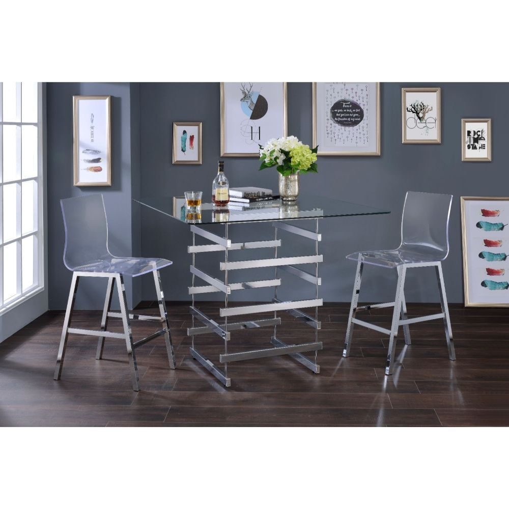 Nadie - Counter Height Table - Clear Glass Top & Black
