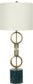 "Marble Harmony" Metal Table Lamp On Marble Base (Set of 2) - Green Marble / Matte Golden Bronze